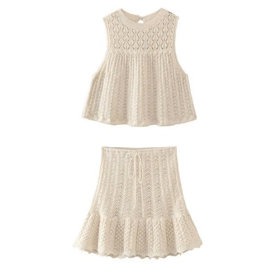 Conjunto Feminino Blusa e Saia Crochê Sâmira Forglows