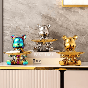 Escultura de Urso Bandeja Metalizada