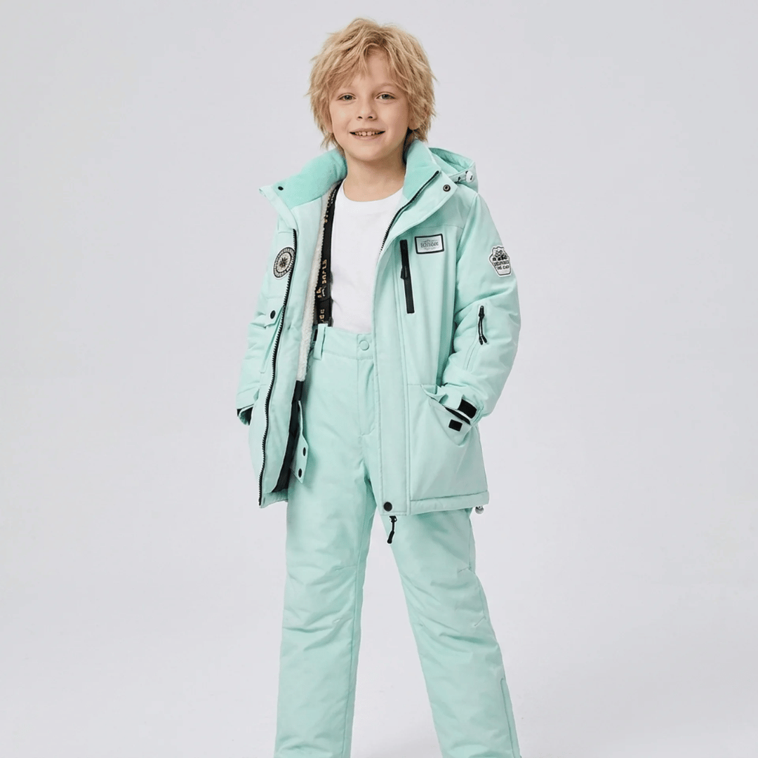 Conjunto de Casaco Forrado com Pelúcia e Calça Infantil para Neve Forglows