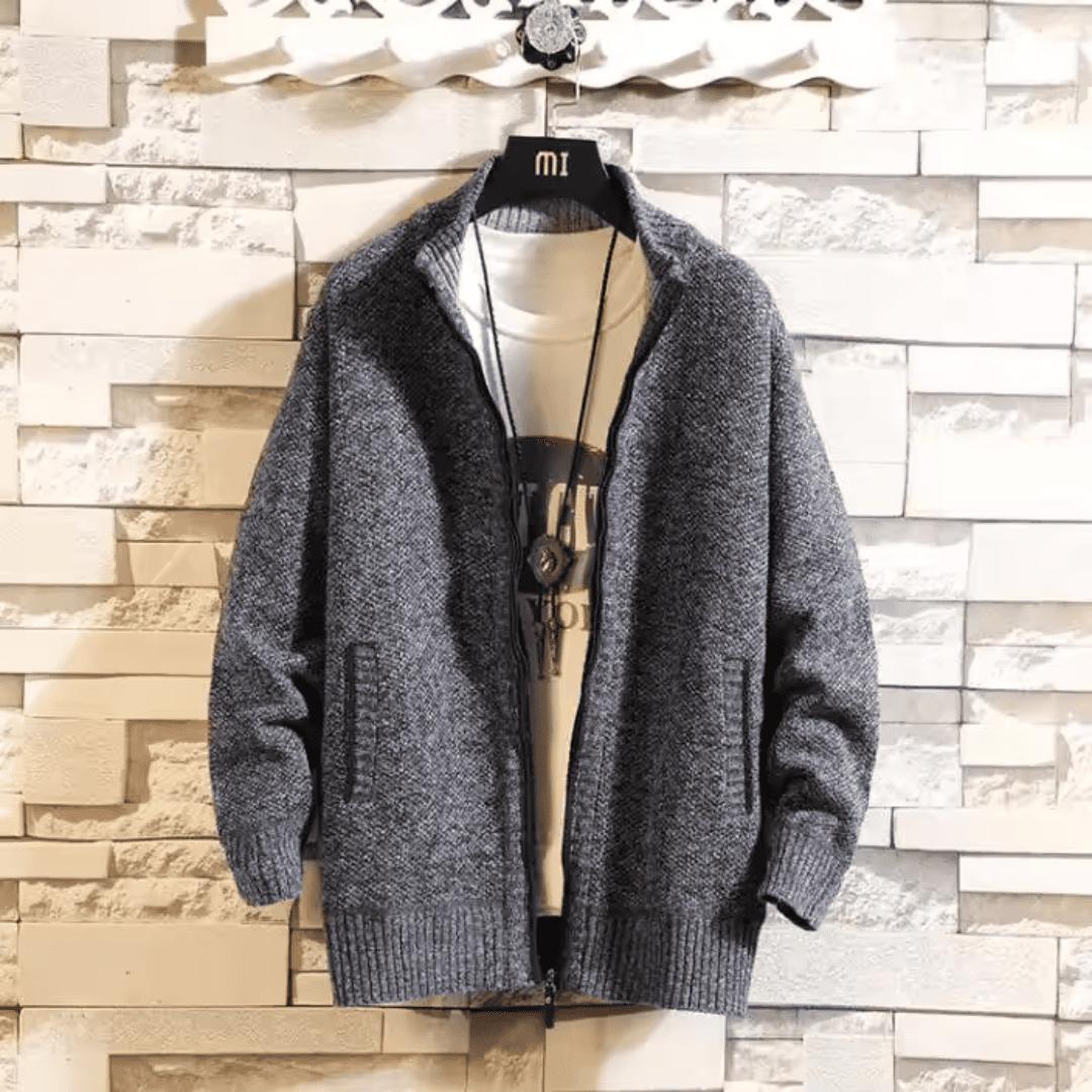 Cardigã Masculino Gola Alta de Lã Forglows