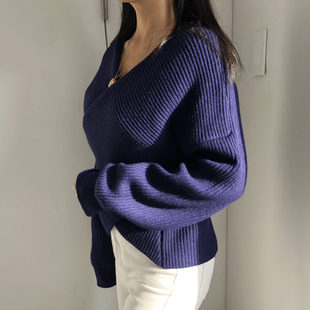 Blusa Feminina de Tricô Transpassada Londres Forglows