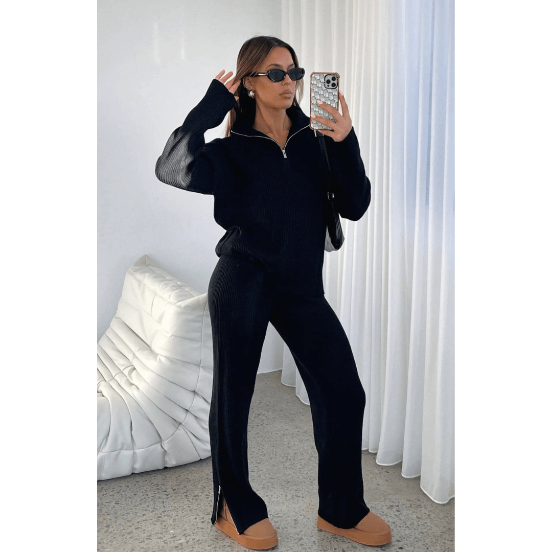 Conjunto Feminino Calça e Casaco Tricot Aerolook Forglows