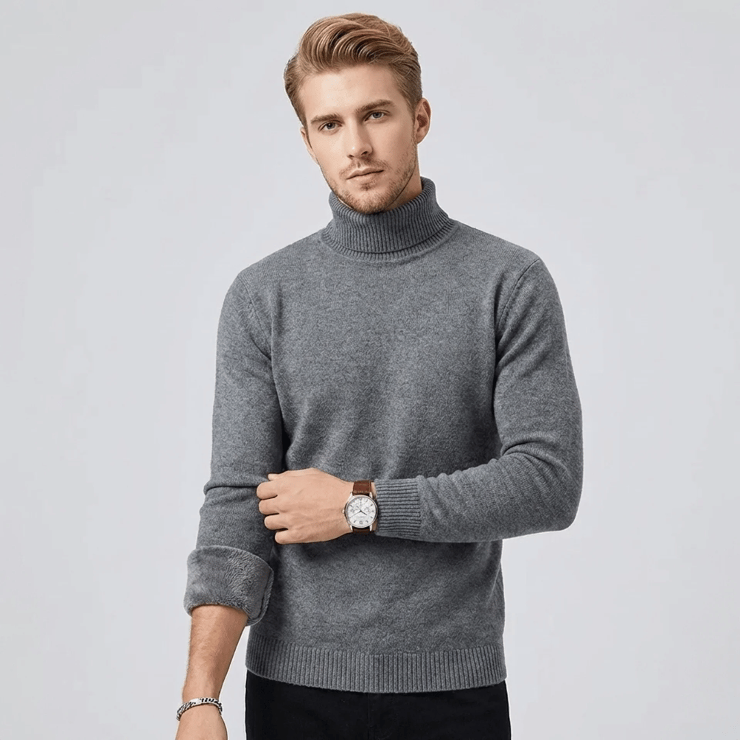 Suéter Masculino com Pelúcia e Gola Alta Forglows