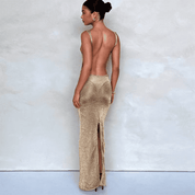 Vestido Feminino Longo de Fio Transparente Cintilante