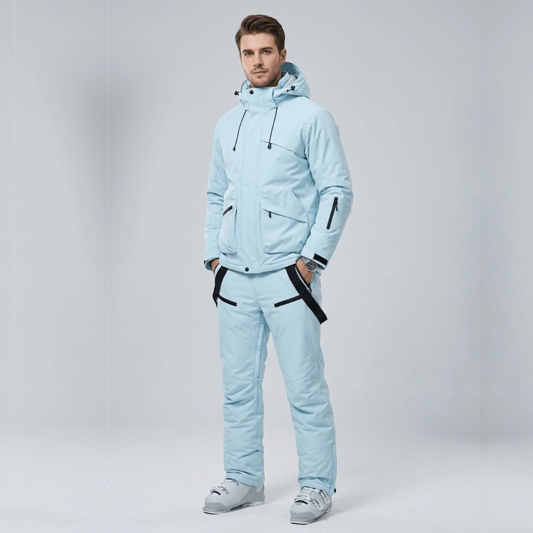 Conjunto de Casaco e Calça com Suspensório Masculino para Neve Forglows