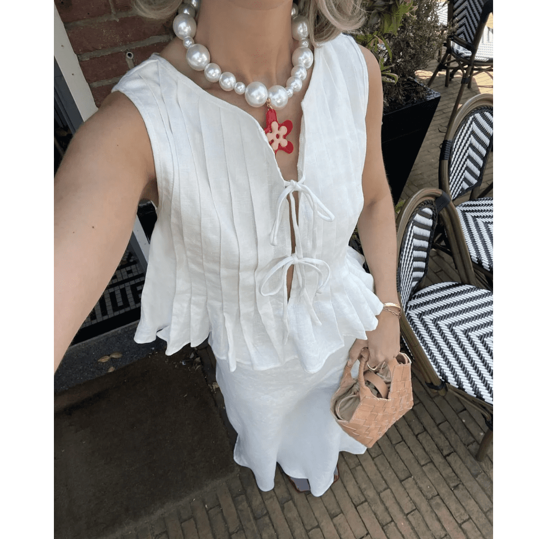 Blusa Feminina Regata Plissada com Amarração Maiorca Forglows