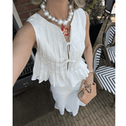 Blusa Feminina Regata Plissada com Amarração Maiorca Forglows