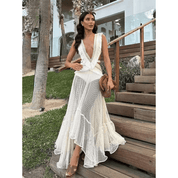 Vestido Feminino Longo Fluído com Transparência Forglows