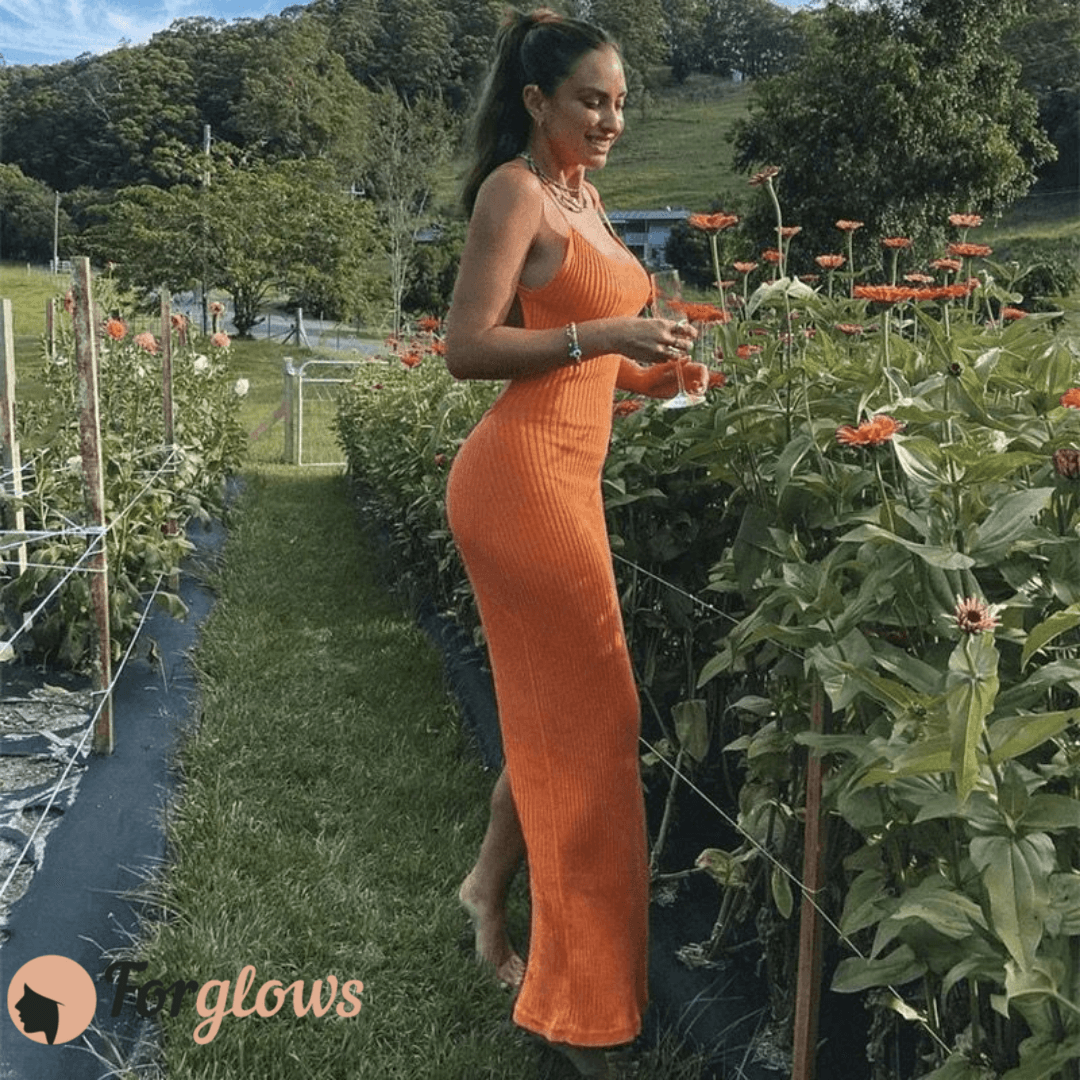 Vestido Feminino Longo Costas Nua Tricot Versales Forglows