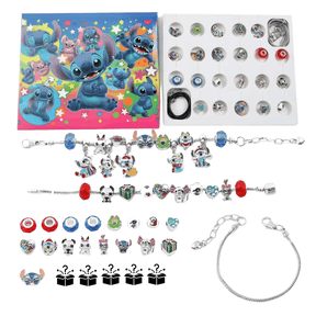 Caixa Surpresa de Berloques, Pulseiras e Colar do Stitch