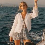 Bata Feminina com Amarração de Linho Forglows
