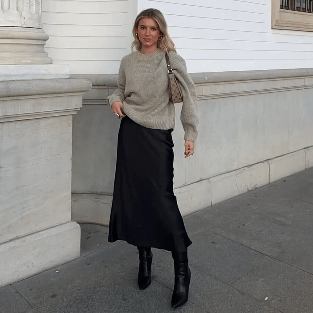 Saia Longa Feminina em Cetim Forglows