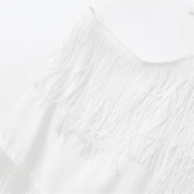Vestido Feminino Longo com Franja e Fenda Forglows