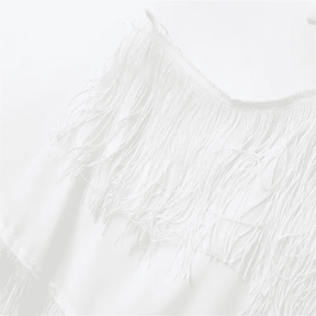 Vestido Feminino Longo com Franja e Fenda