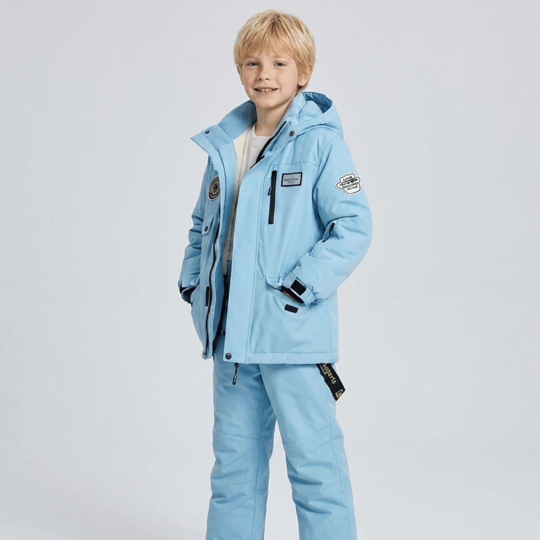 Conjunto de Casaco Forrado com Pelúcia e Calça Infantil para Neve Forglows