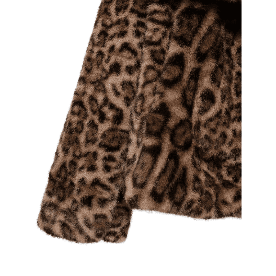 Casaco Feminino Curto de Pele Animal Print Forglows