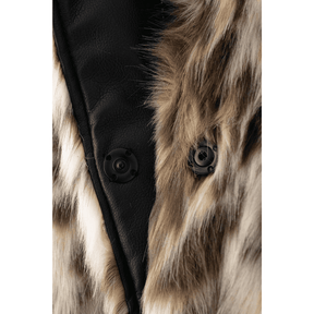 Casaco Feminino de Pele Sintética Leopard