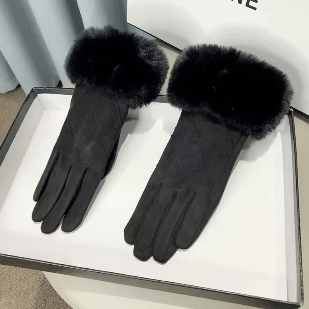 Luva Feminina de Veludo com Pelúcia Forglows