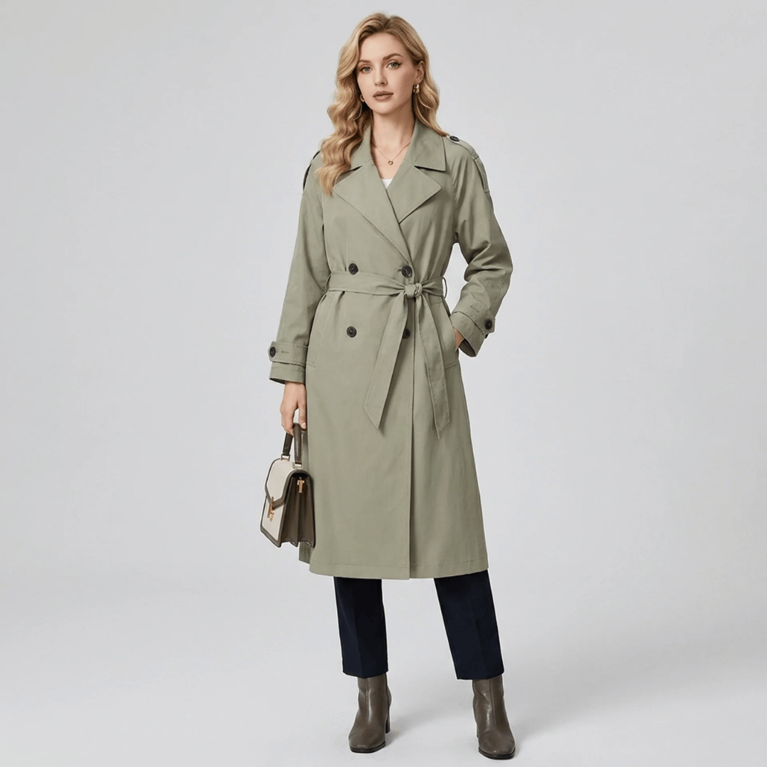 Trench Coat Feminino Alongado com Faixa para Amarração Forglows