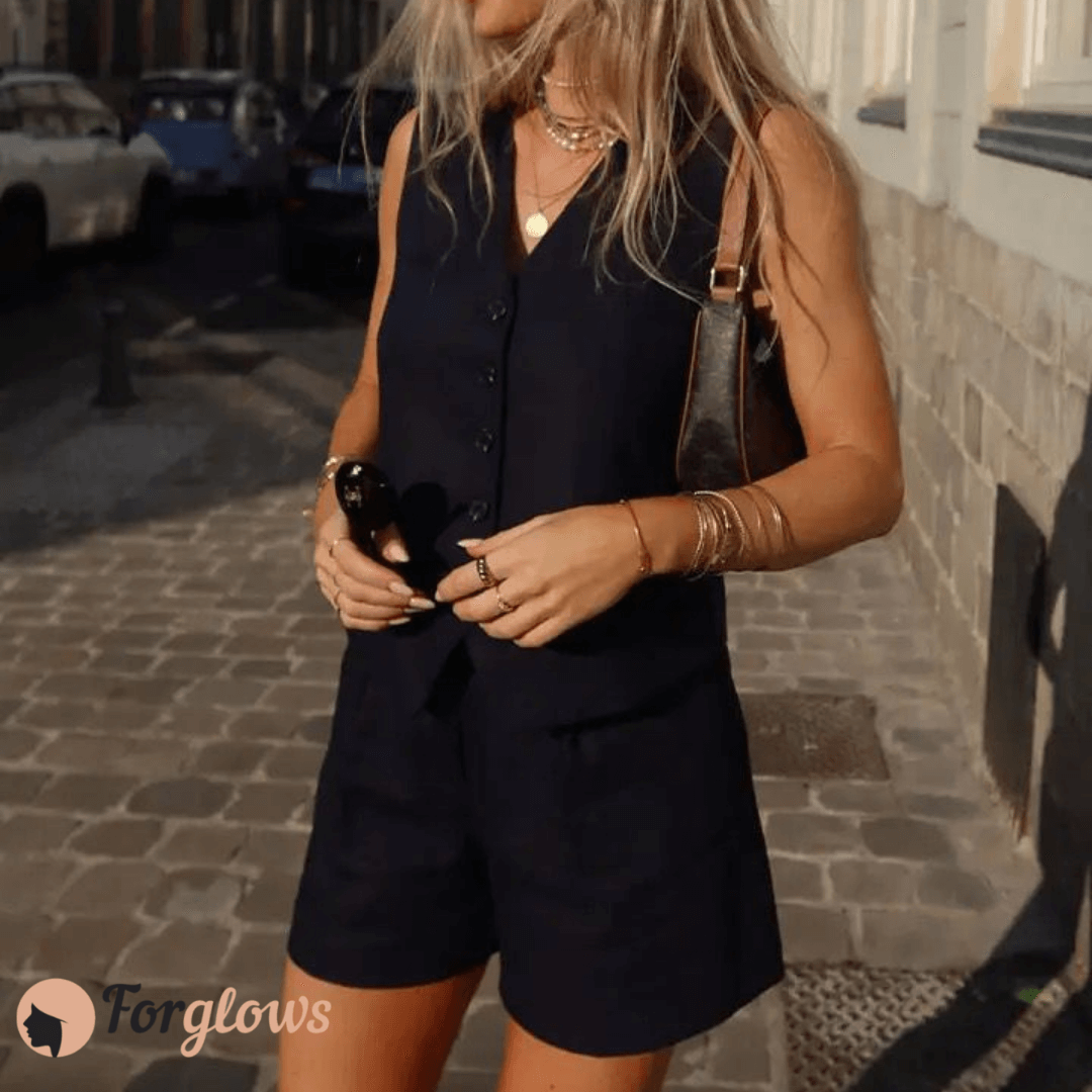 Conjunto Feminino Alfaiataria Short e Colete Tássia Forglows