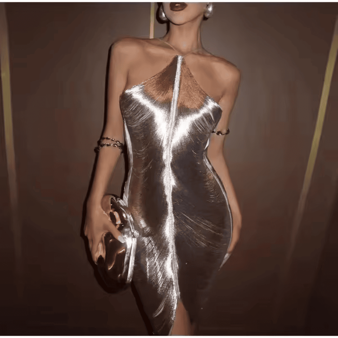 Vestido Feminino de Franja Cintilante Forglows