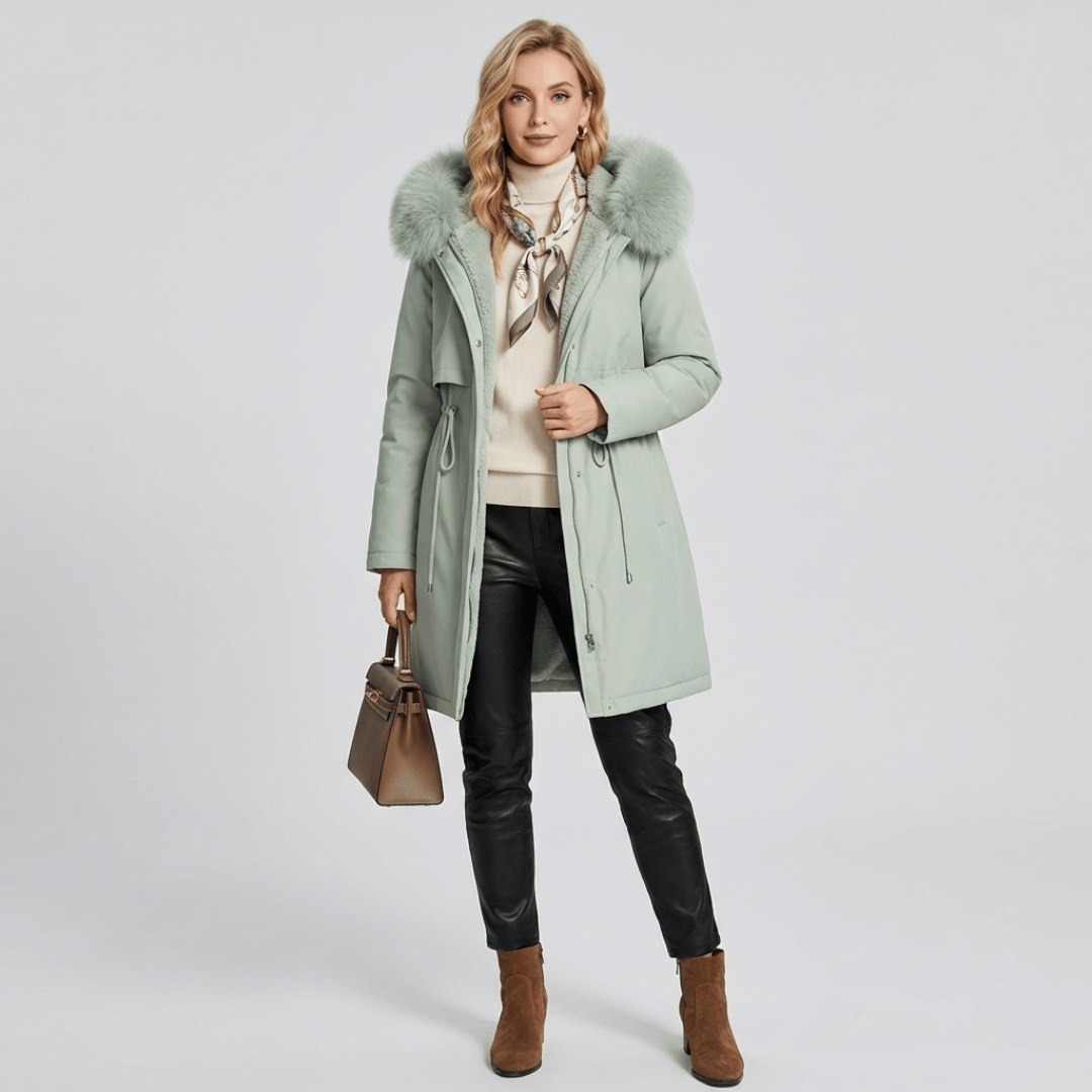 Trench Coat Feminino com Pelúcia e Capuz Forglows