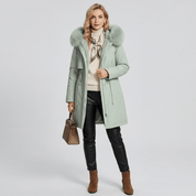 Trench Coat Feminino com Pelúcia e Capuz Forglows