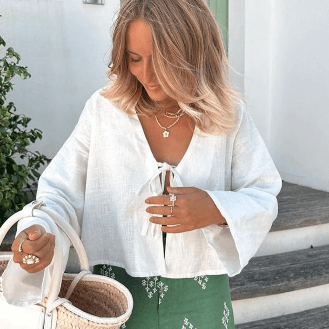 Bata Feminina com Amarração de Linho Forglows