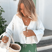 Bata Feminina com Amarração de Linho Forglows