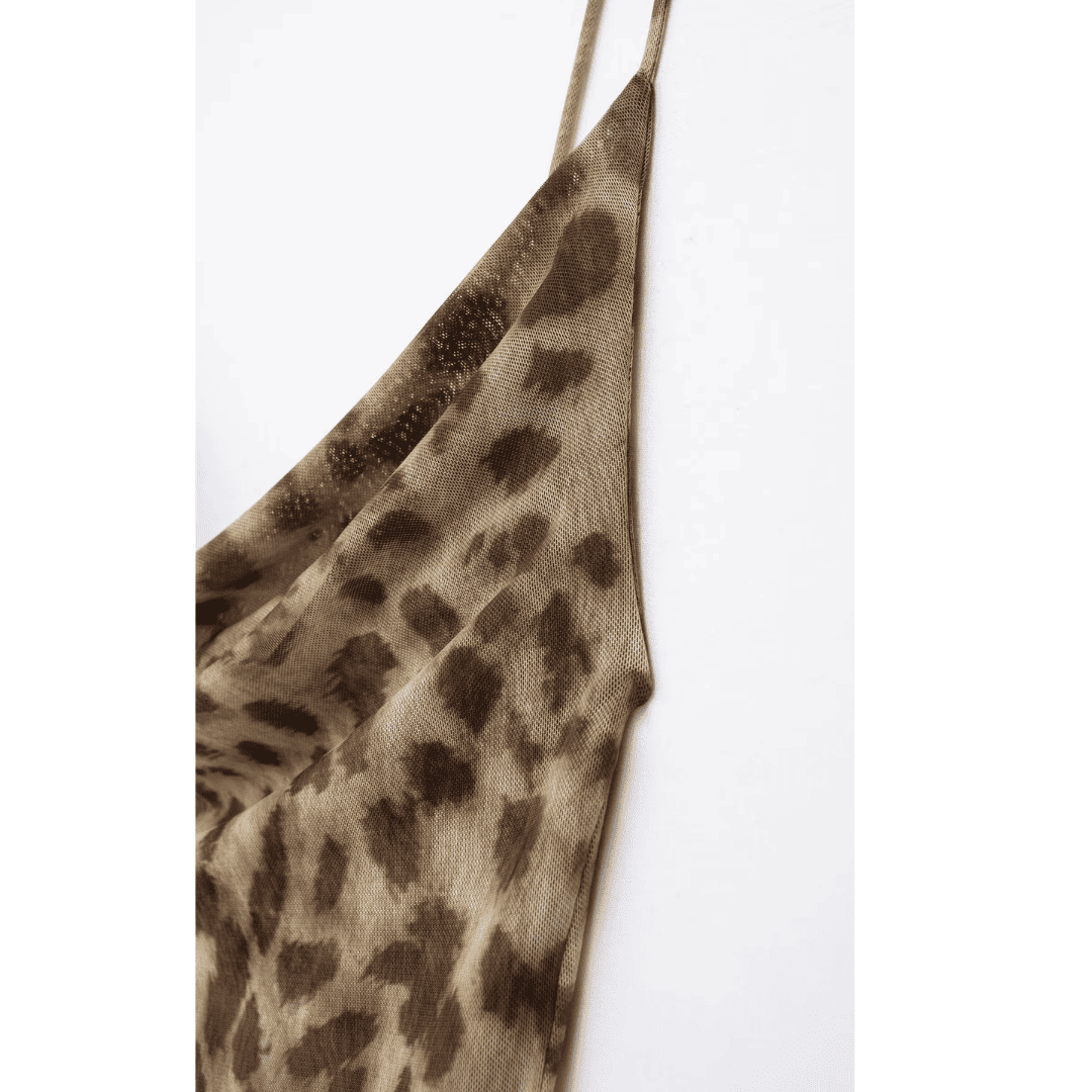 Vestido Feminino Longo Animal Print em Tule Forglows