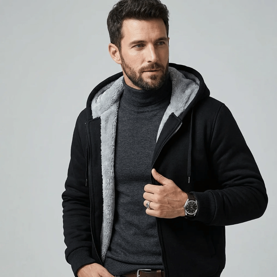 Casaco Masculino de Moletom Peluciado Com Capuz Forglows