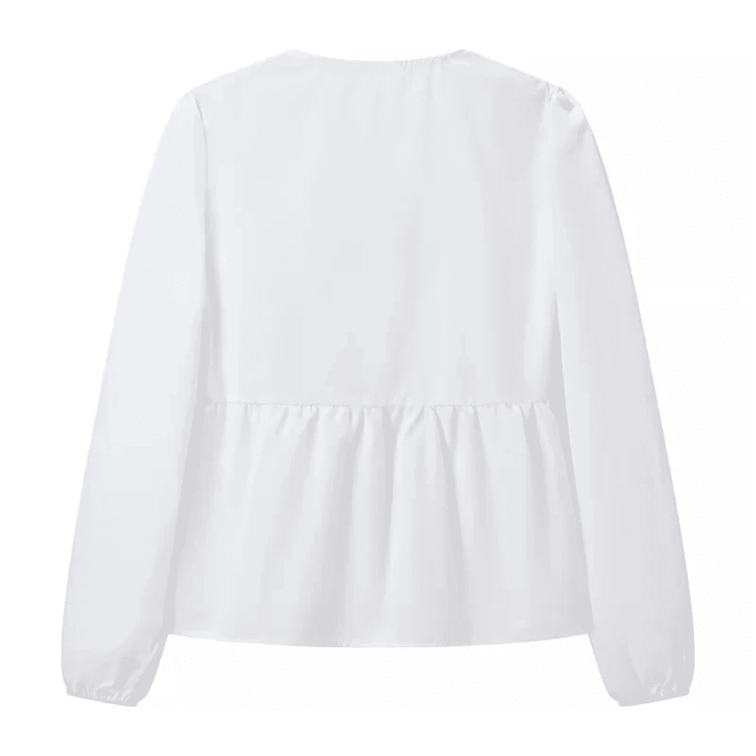Blusa Feminina Bata com Amarração Manga Comprida Luna Forglows