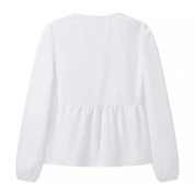 Blusa Feminina Bata com Amarração Manga Comprida Luna Forglows
