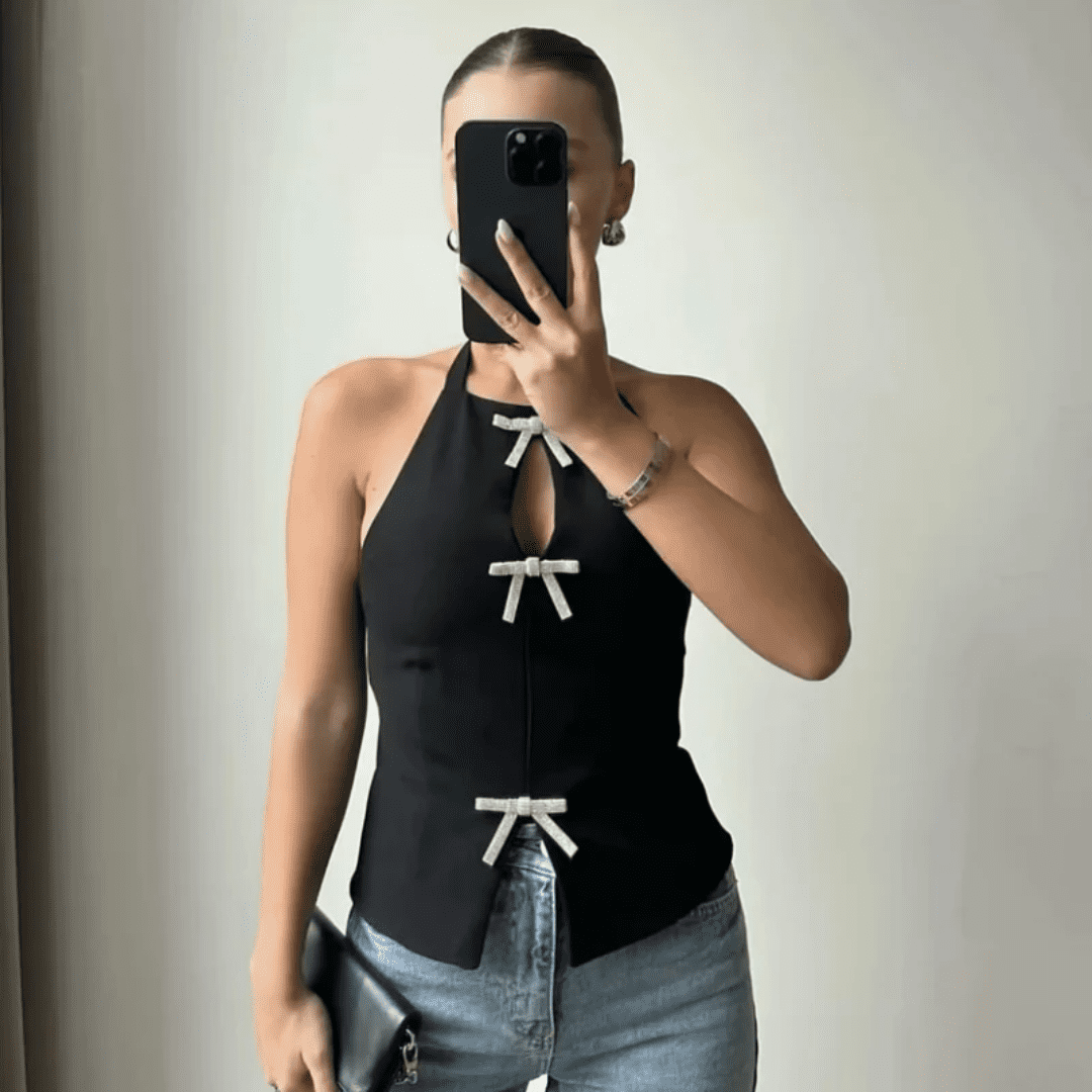 Blusa Feminina Frente Única com Laços Bella Forglows