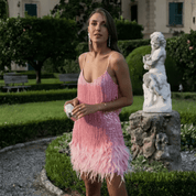 Vestido Feminino com Franja e Penas Eva Forglows