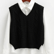 Colete de Tricô Feminino + Camisete Branco Forglows
