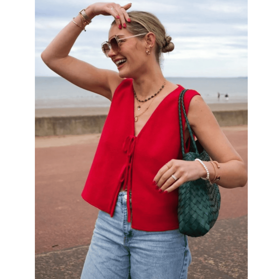 Colete Feminino de Fio com Amarração Aligne Forglows