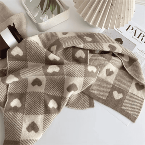 Cachecol Feminino Xadrez com Corações