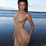 Vestido Feminino Longo de Fio Transparente Cintilante