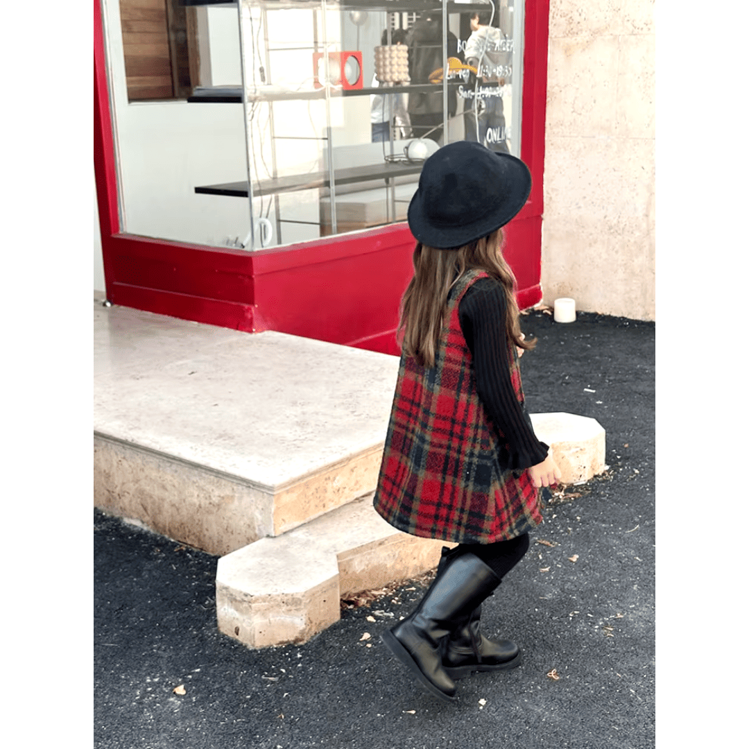 Salopete Xadrez com Cacharrel Preta Infantil Menina Forglows