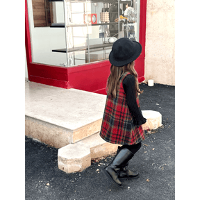 Salopete Xadrez com Cacharrel Preta Infantil Menina