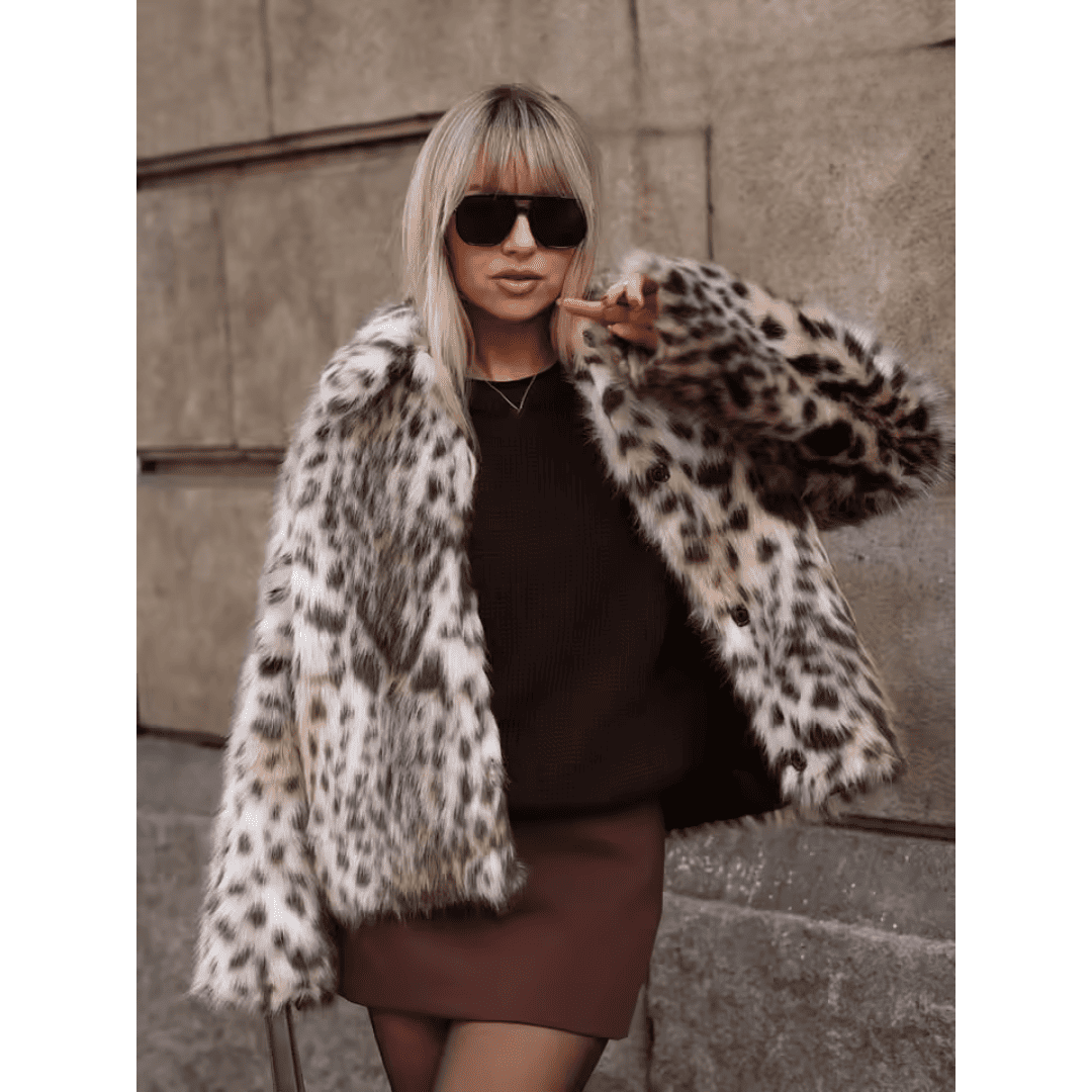 Casaco Feminino de Pele Sintética Leopard Forglows