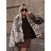 Casaco Feminino de Pele Sintética Leopard Forglows