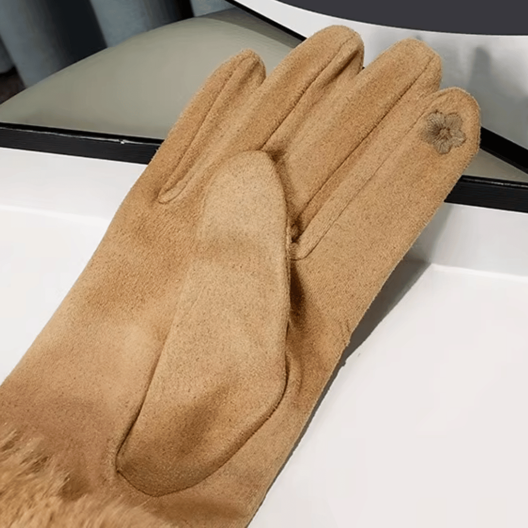 Luva Feminina de Veludo com Pelúcia Forglows