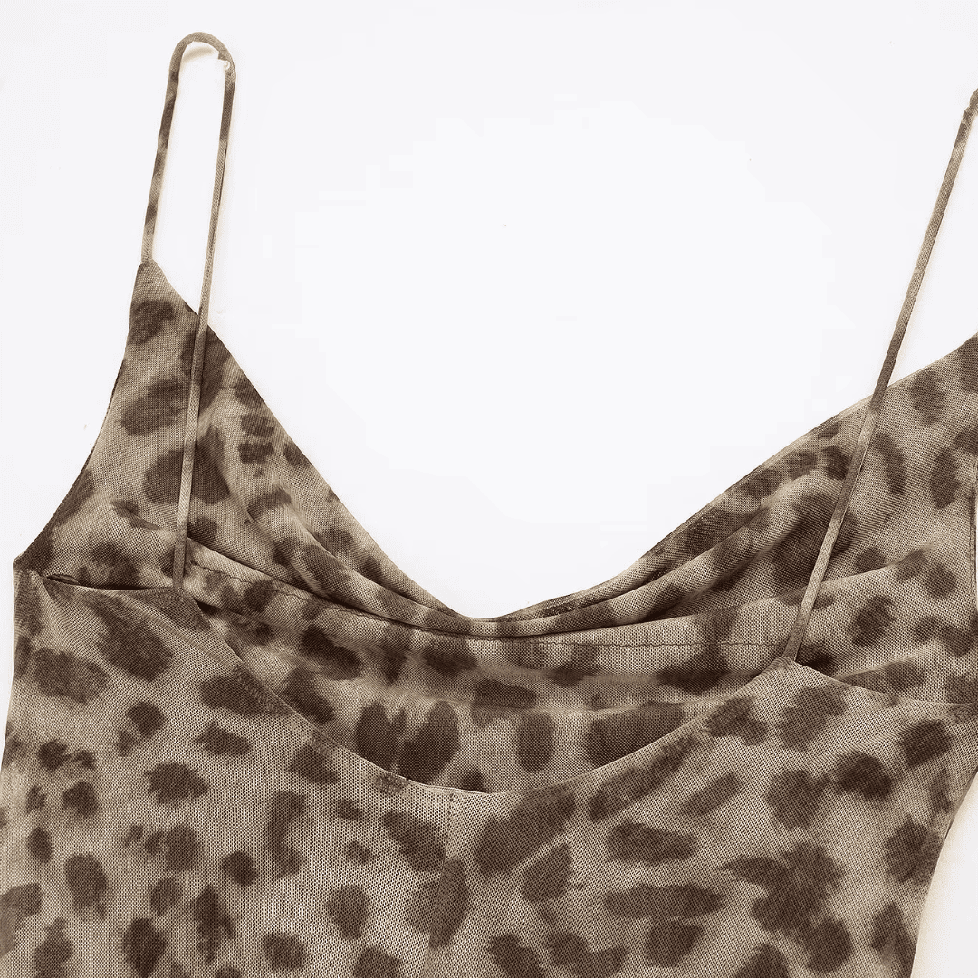 Vestido Feminino Longo Animal Print em Tule Forglows
