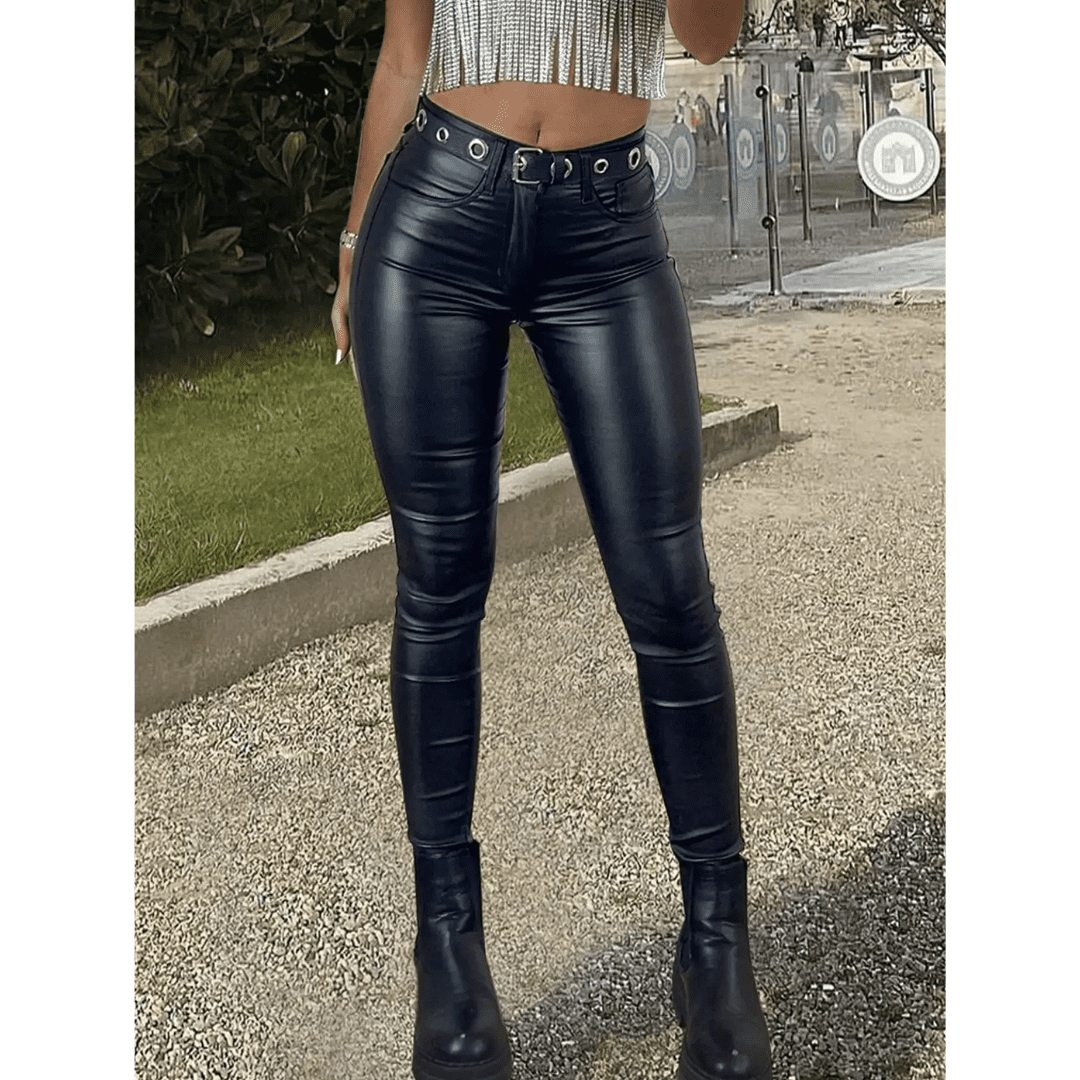Calça Feminina de Couro Sintético Aveludada Forglows