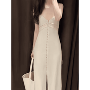 Vestido Feminino Midi em Linho com Botões Forglows