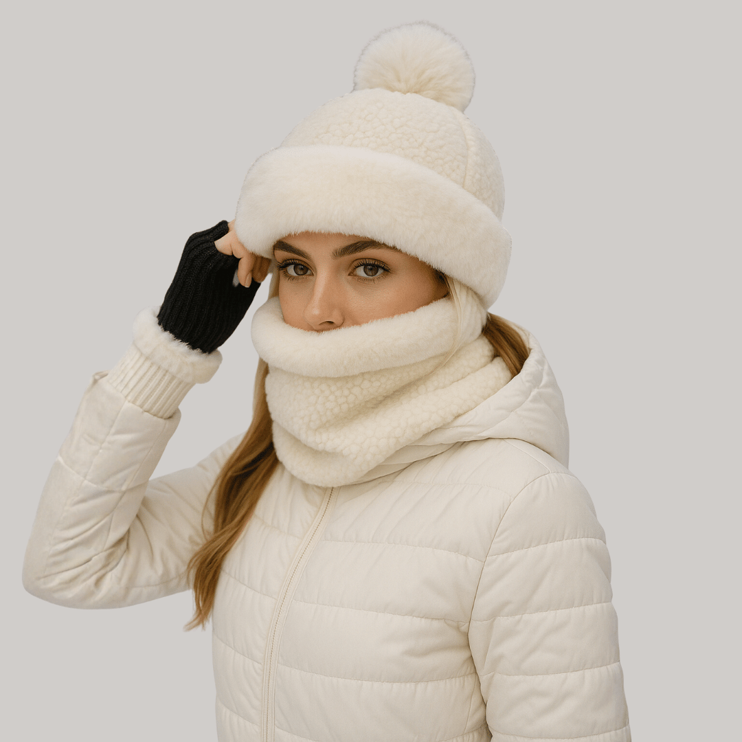 Balaclava Feminina em Pelúcia com Pompom Forglows