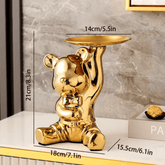 Escultura de Urso Bandeja Metalizada