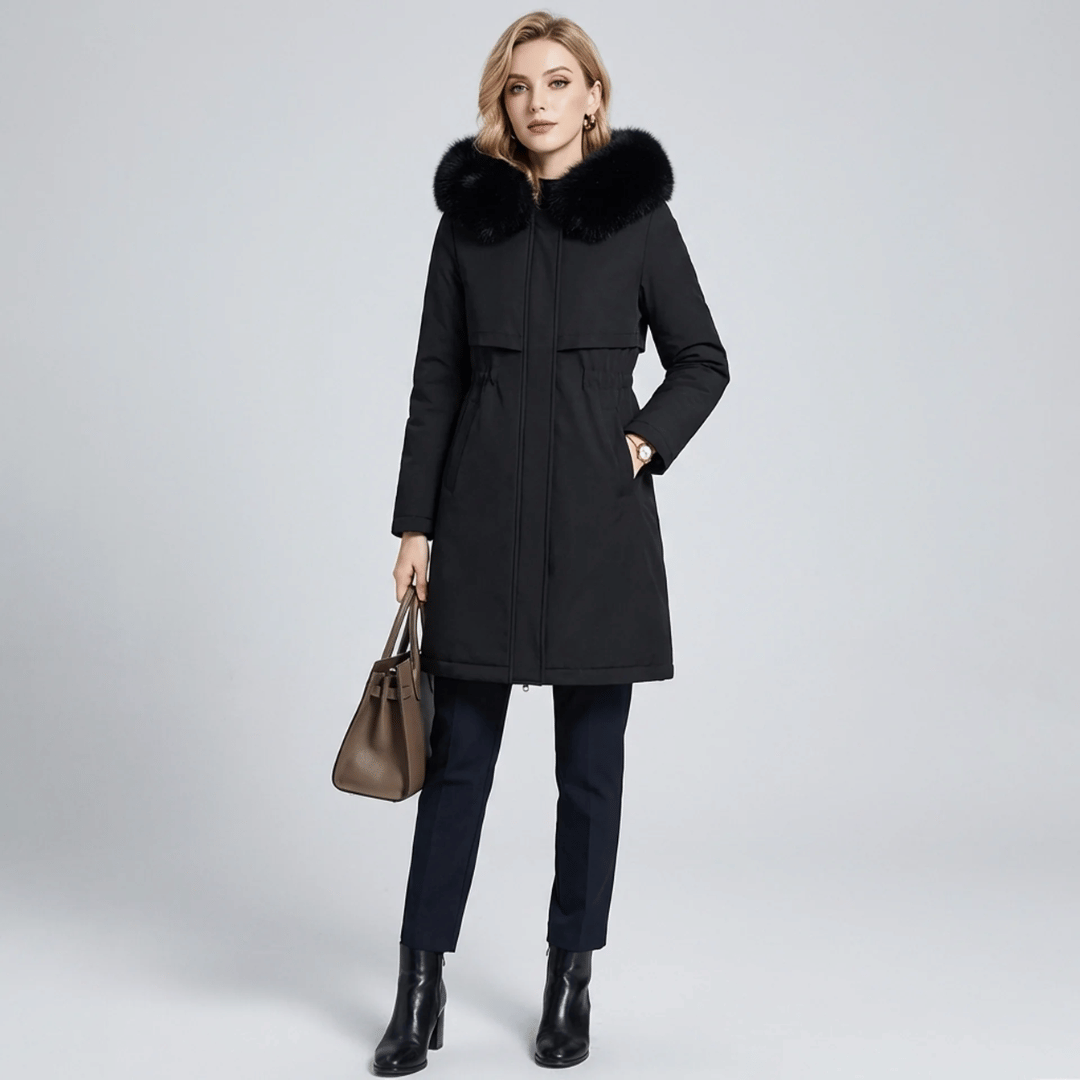 Trench Coat Feminino com Pelúcia e Capuz Forglows